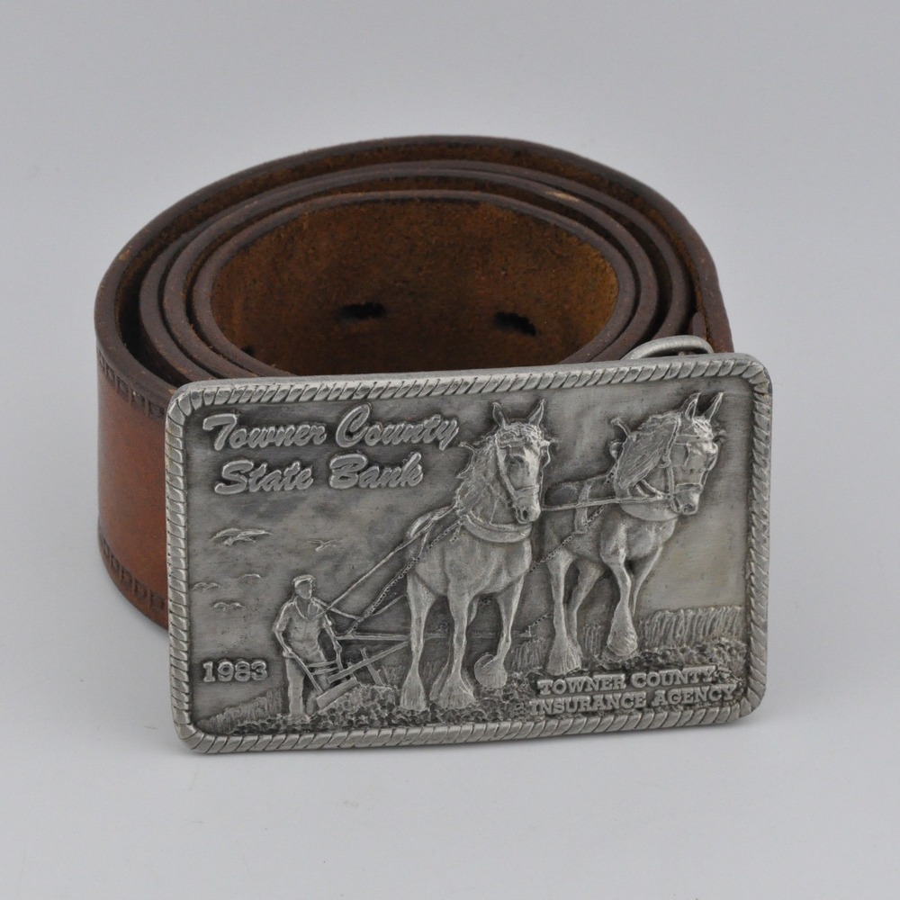 Bergamot Brass Works 1983 Towner County State Bank Vintage Brown Western Belt